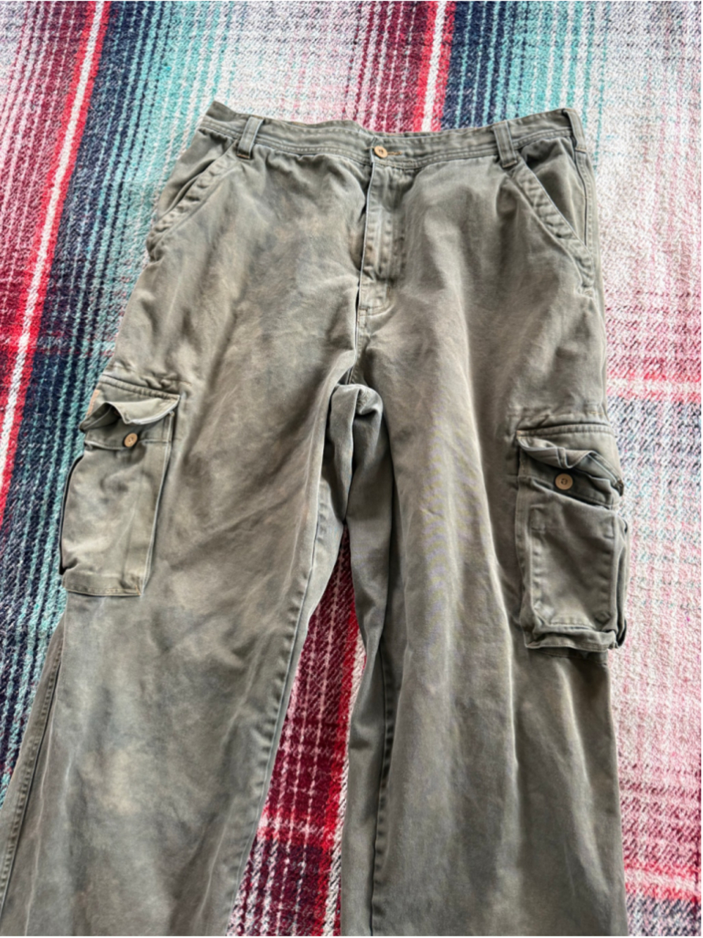 Vintage Lee Dungarees Green Overdyed Cargo Pants 34x32(33x30)
